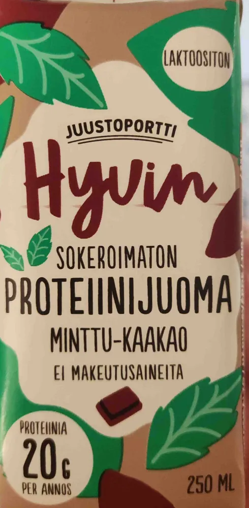 Hyvin sokeroimaton proteiinijuoma minttu-kaakao