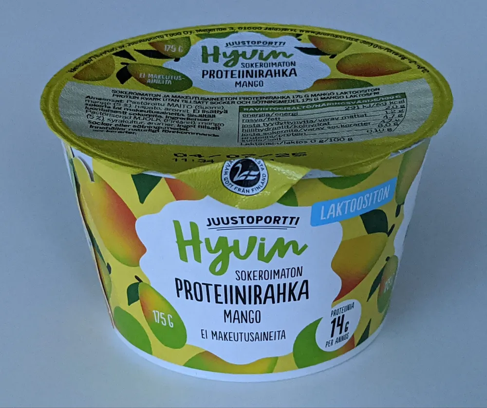 Hyvin sokeroimaton proteiini rahka mango