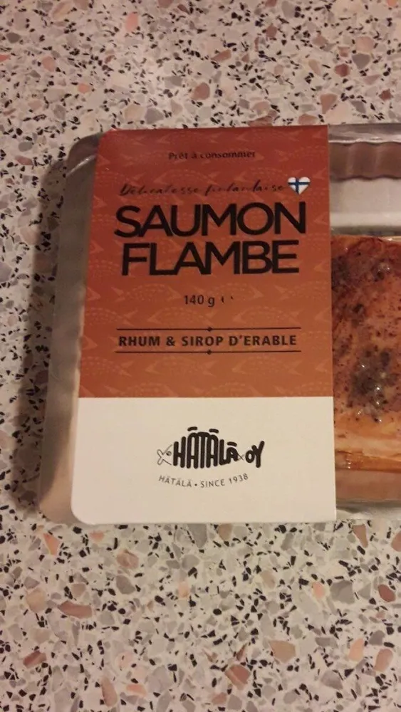 Saumon flambé rhum et sirop d'érable
