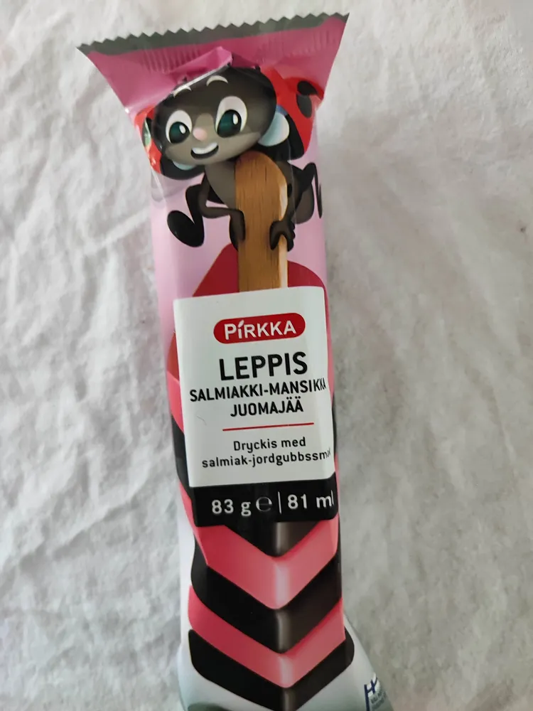 Leppis salmiakki-mansikka juomajää