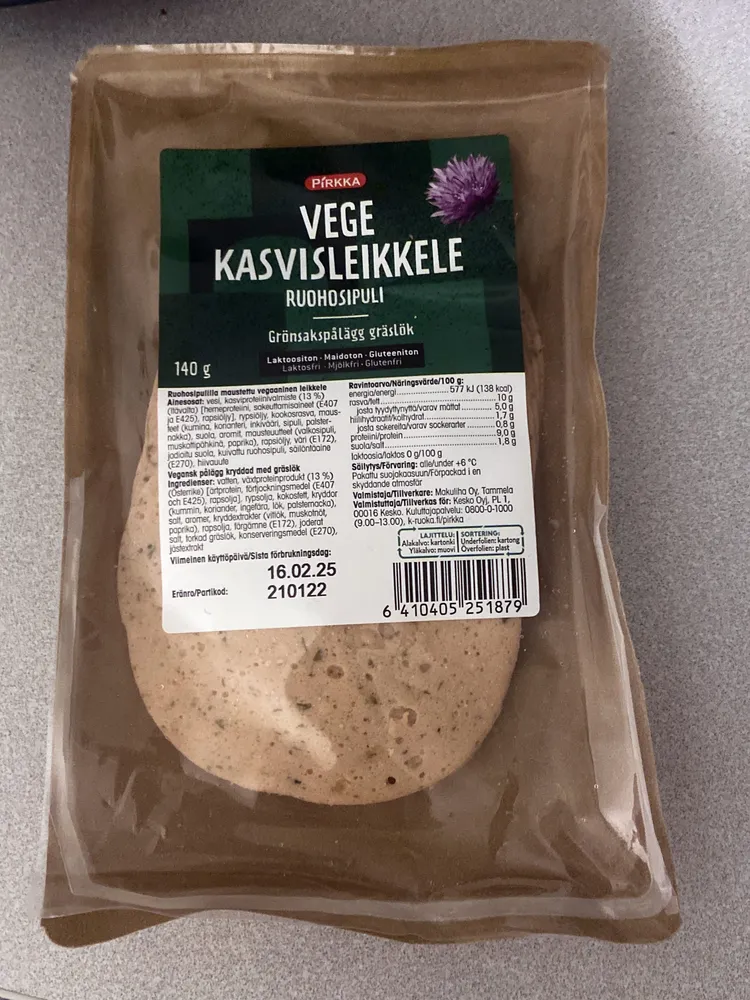 Vege Kasvisleikkele Ruohosipuli