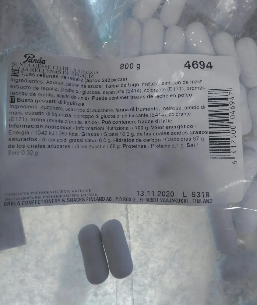 Tizas rellenas de regaliz