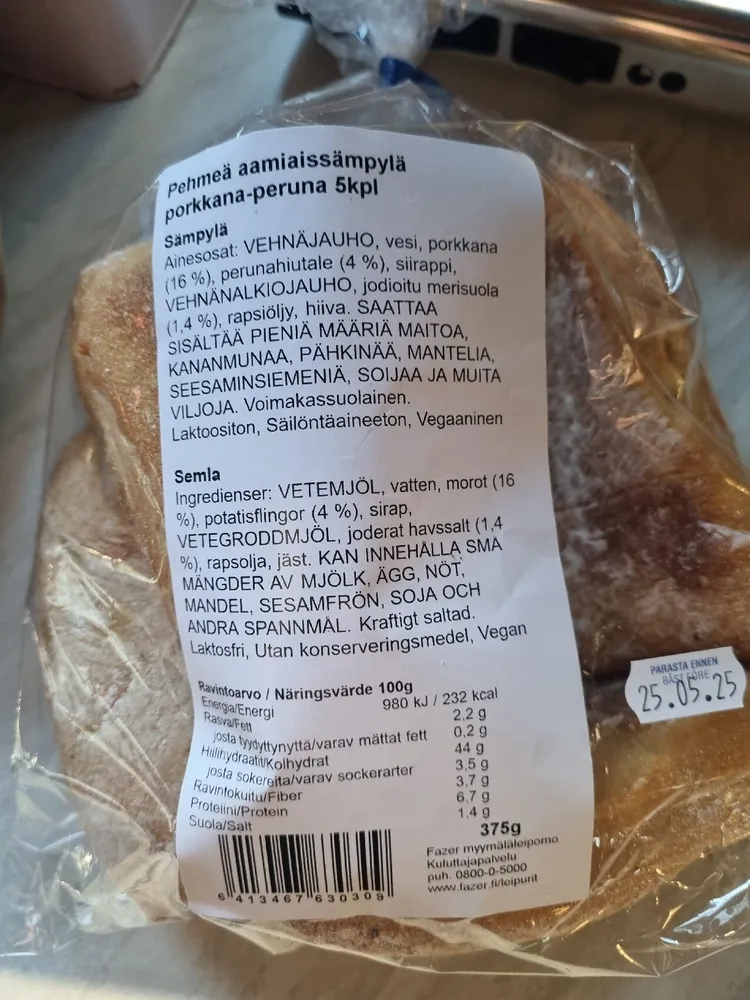 Pehmeä Porkkana-peruna Sämpylä