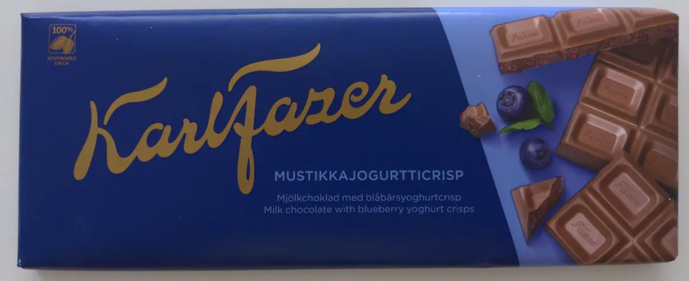 Blueberry Yoghurt Crisps In Milk Chocolate Bar