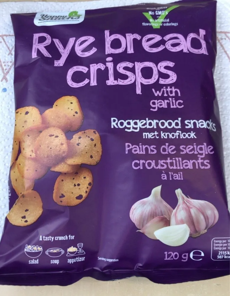 Rye bread crisps with garlic