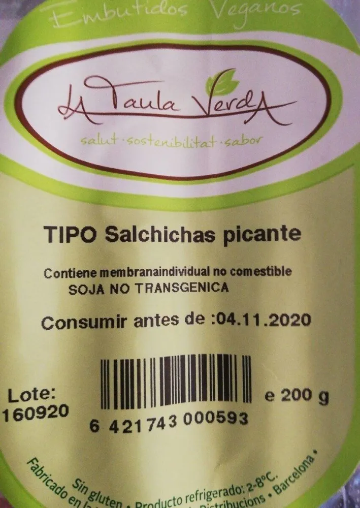Salchicha picante vegana