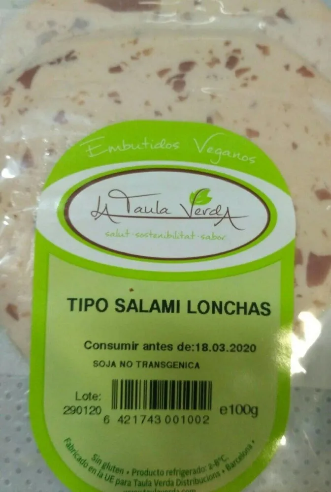 Embutido vegano tipo salami lonchas