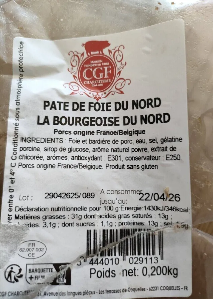 Pâté de foie du Nord la bourgeoise du Nord