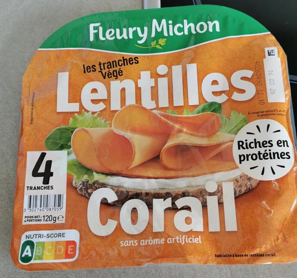 Tranches végé lentilles de corail