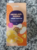 Hedelmä-juoma fruktdryck, omena-appelsiini-passion-sitruuna