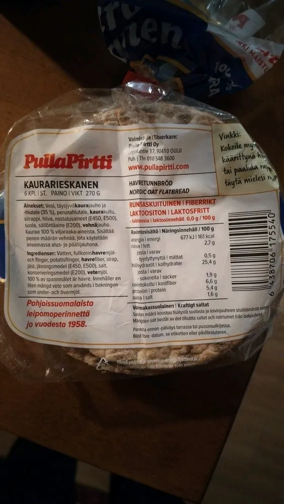 PullaPirtti Kaurarieskanen Nordic Oat Flatbread