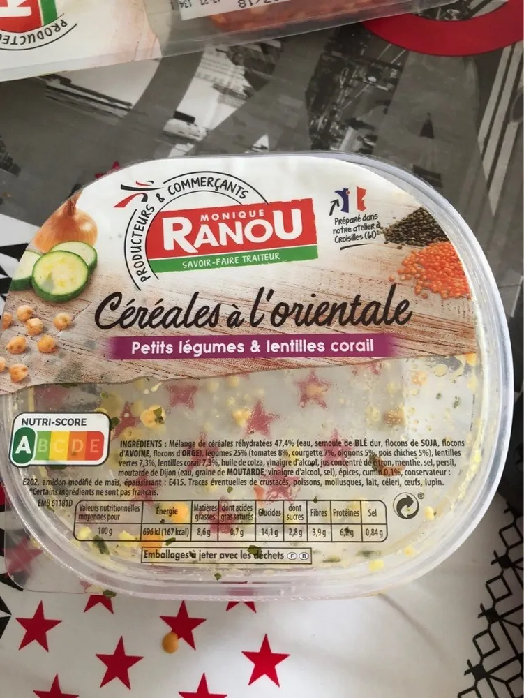 Céréales à l'orientale petits legumes et lentilles corail