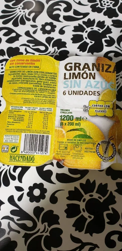 Granizado de limón sin azúcares