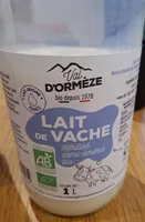 Lait de vache stérilisé demi écrémé bio