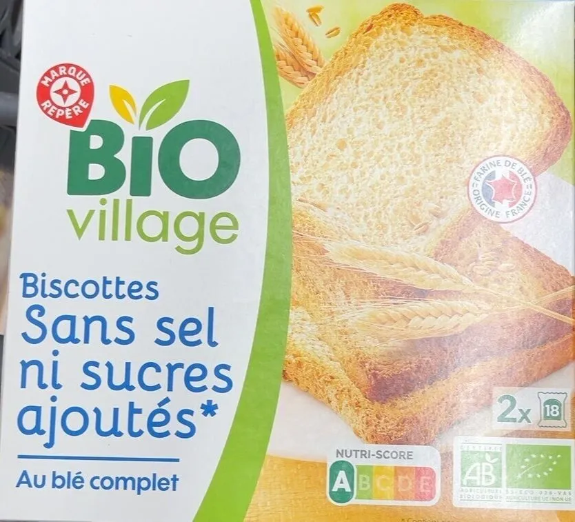 Biscottes sans sel ni sucres ajoutés, au blé complet