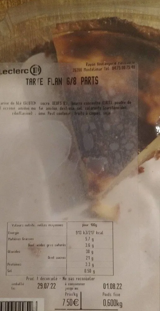 Tarte flan Leclerc