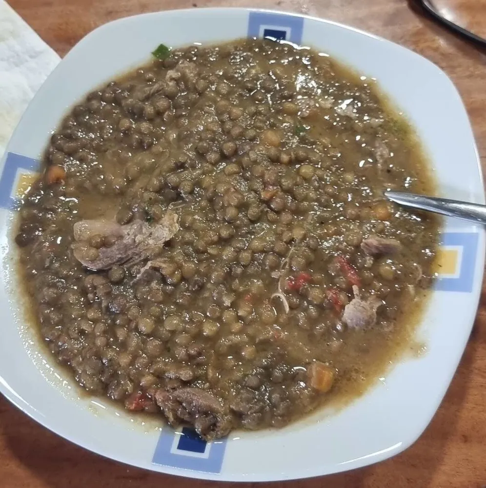 Lentejas con confit de pato