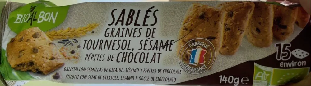 Sablés graines de tournesol sésames pepites de chocolat