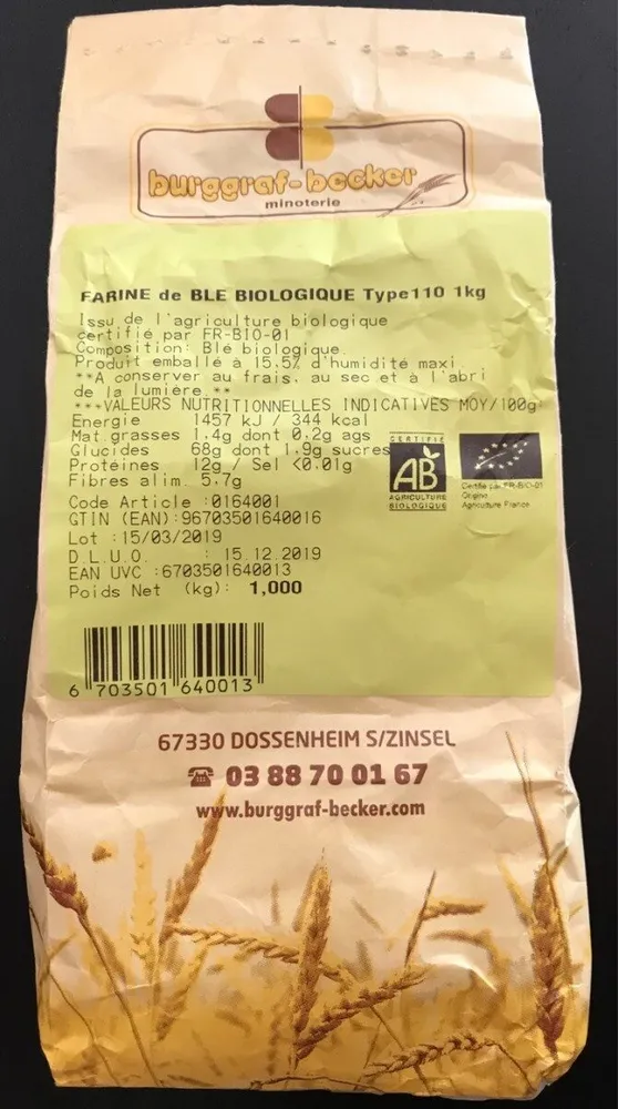 Farine de Blé biologique type 110 1kg