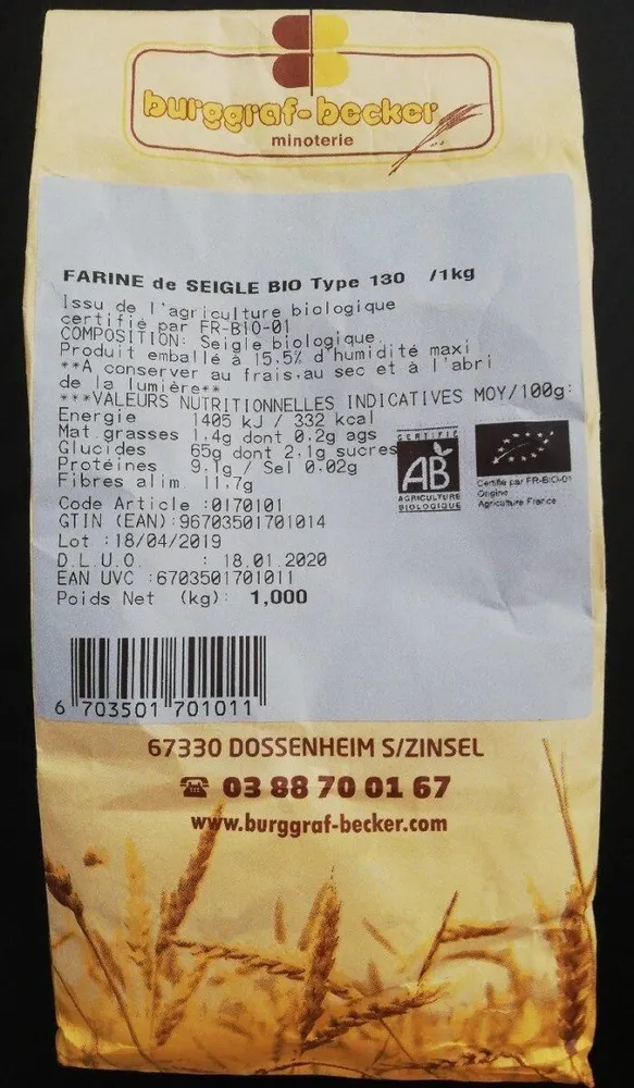 Farine de seigle bio type 130