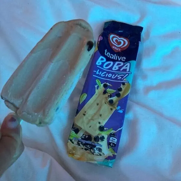 Milk tea ice cream with boba pearls