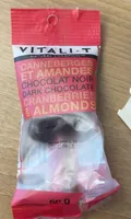 Canneberges et amandes chocolat noir