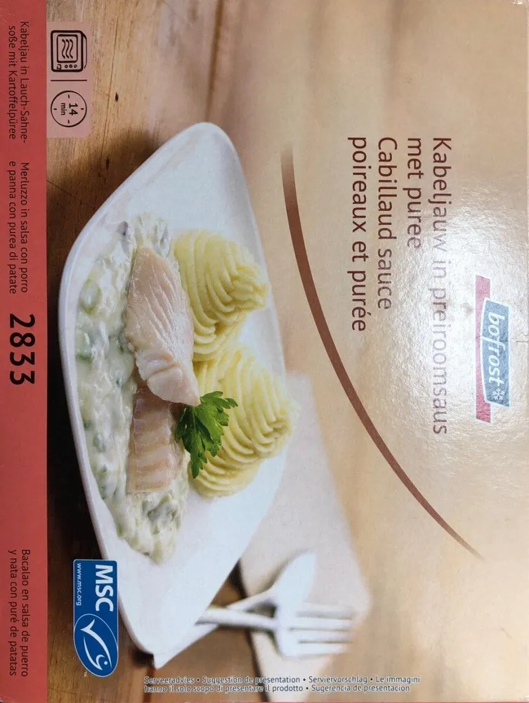 Cabillaud sauce poireaux et purée