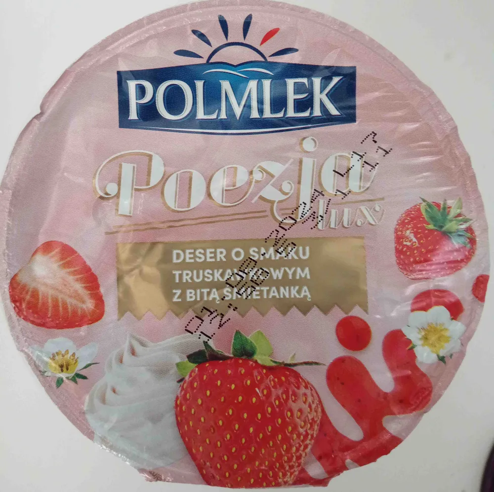 Poezja lux deser o smaku truskawkowym z bitą śmietanką