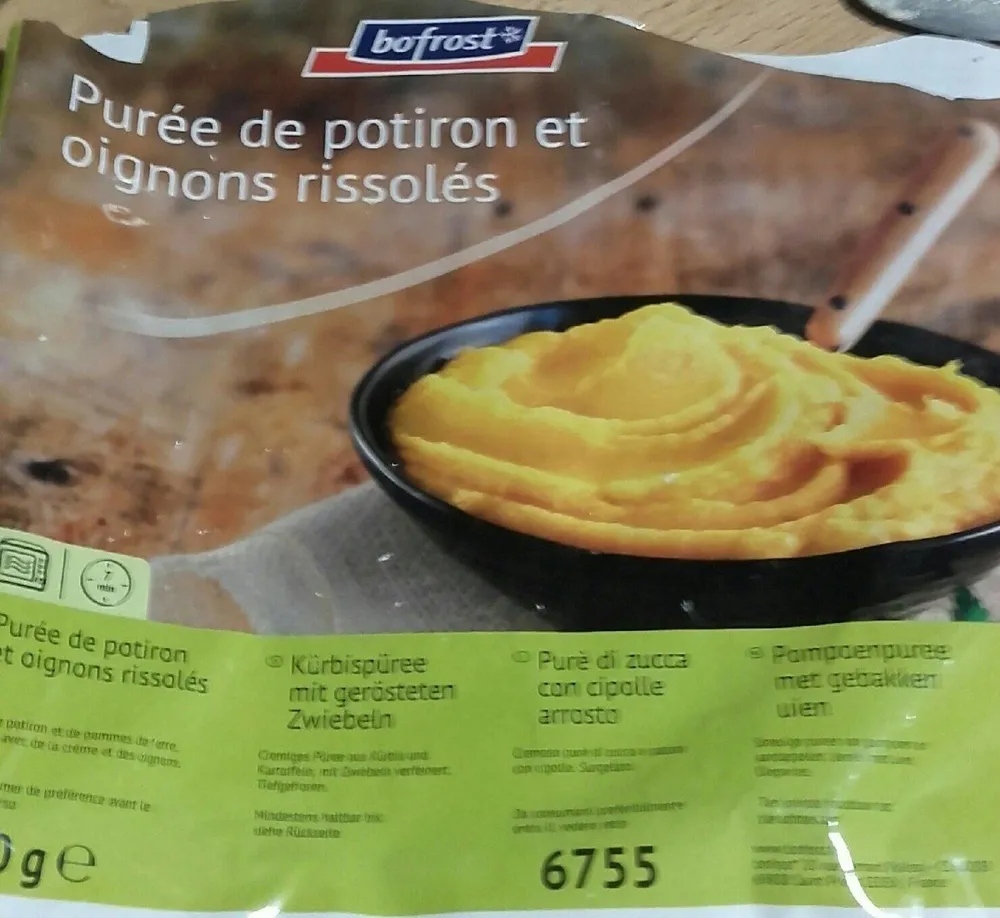 Purée de potiron et oignons rissolés