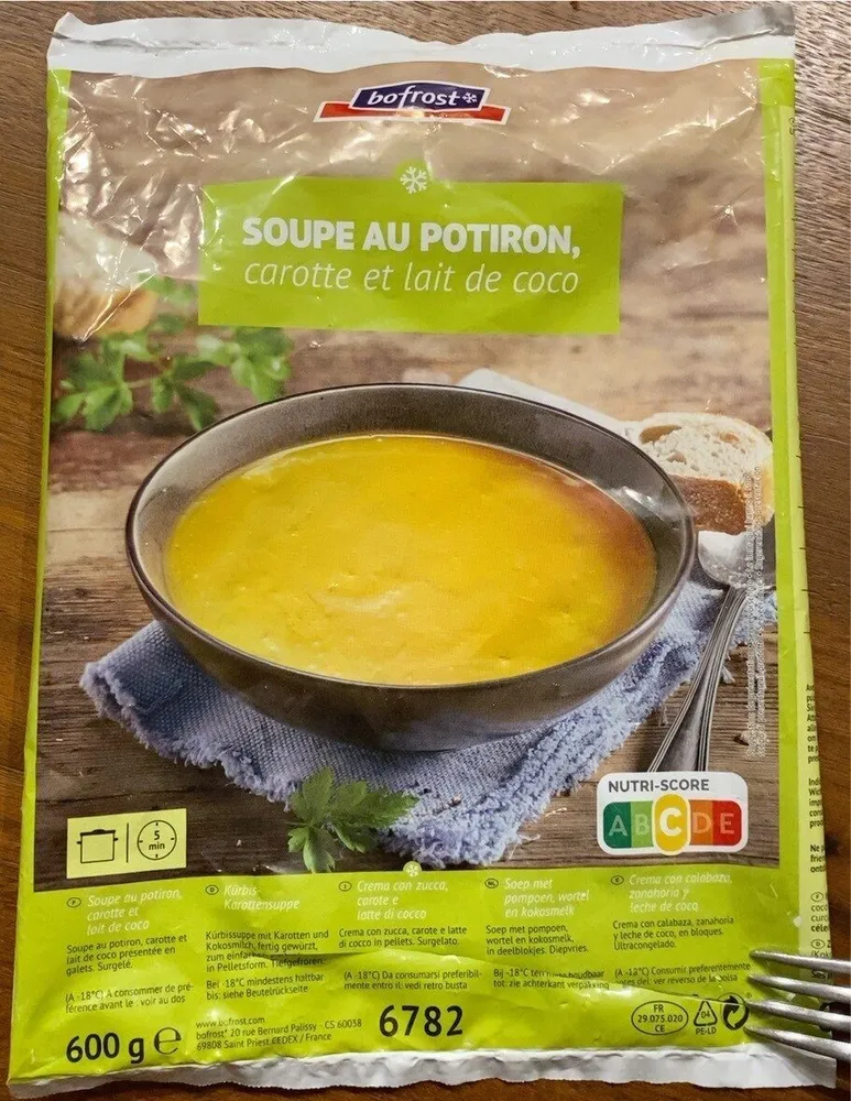 Soupe potimarron carotte et lait de coco