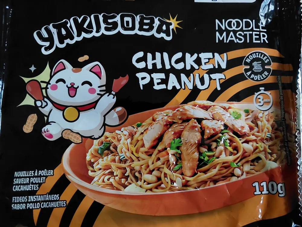 Nouilles yakisoba saveur poulet cacahuètes