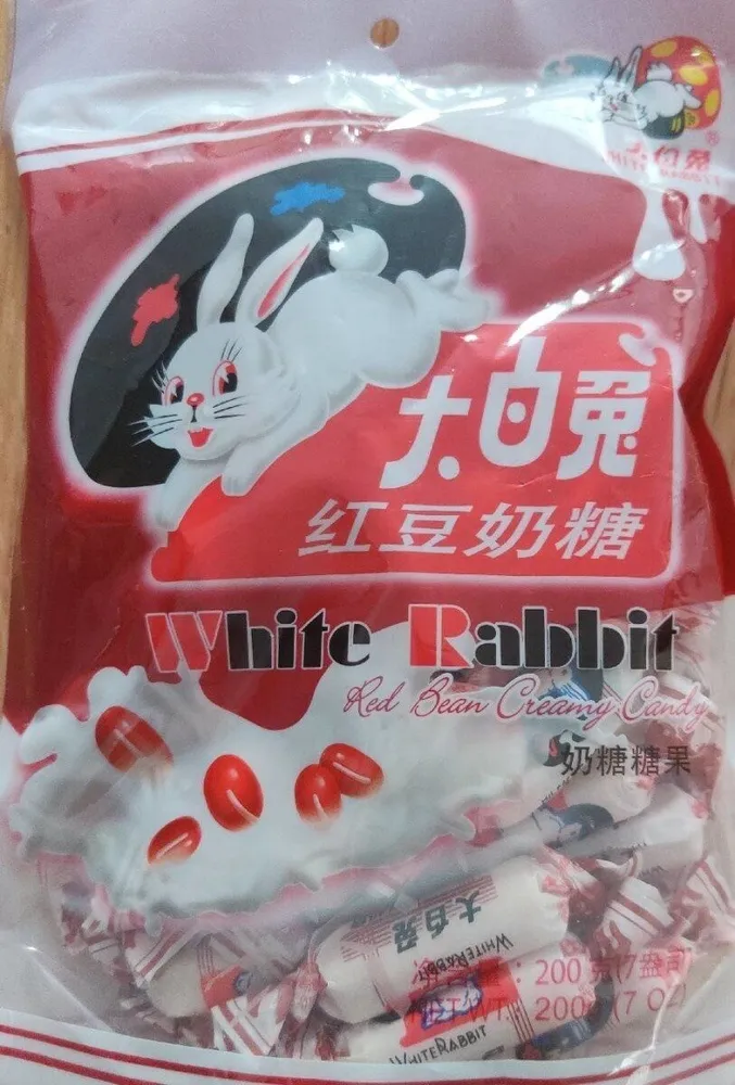 White rabbit. Red bean creamy candy