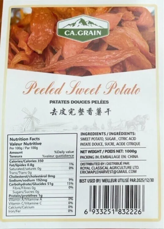 Peeled sweet potat