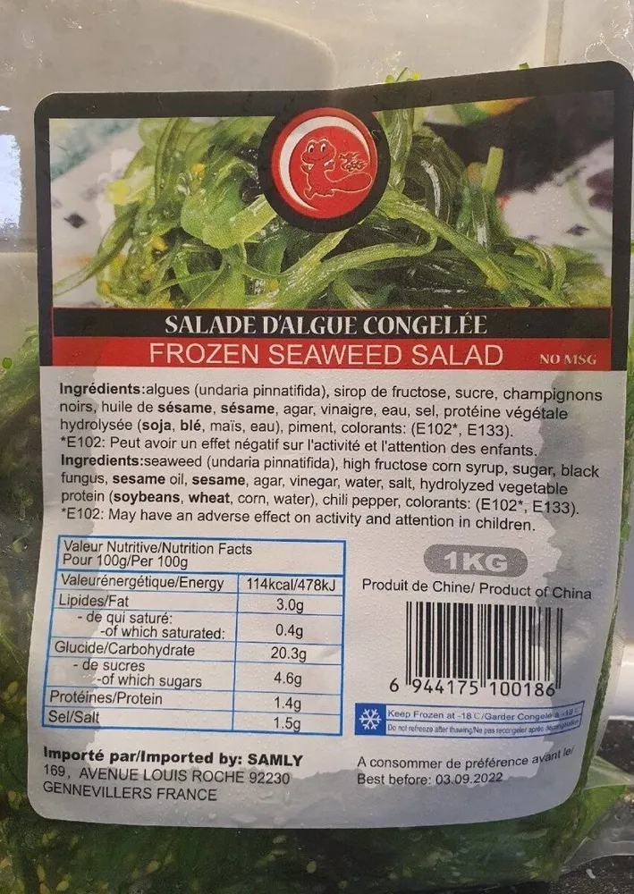 Salade d algue congelee