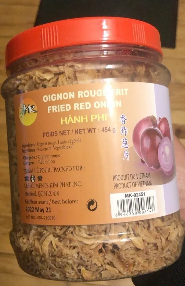 Oignon rouge frit
