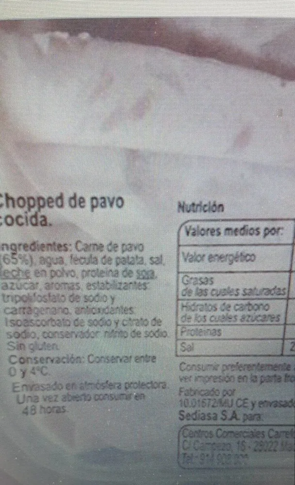 Test chopped de pavo finas lonchas