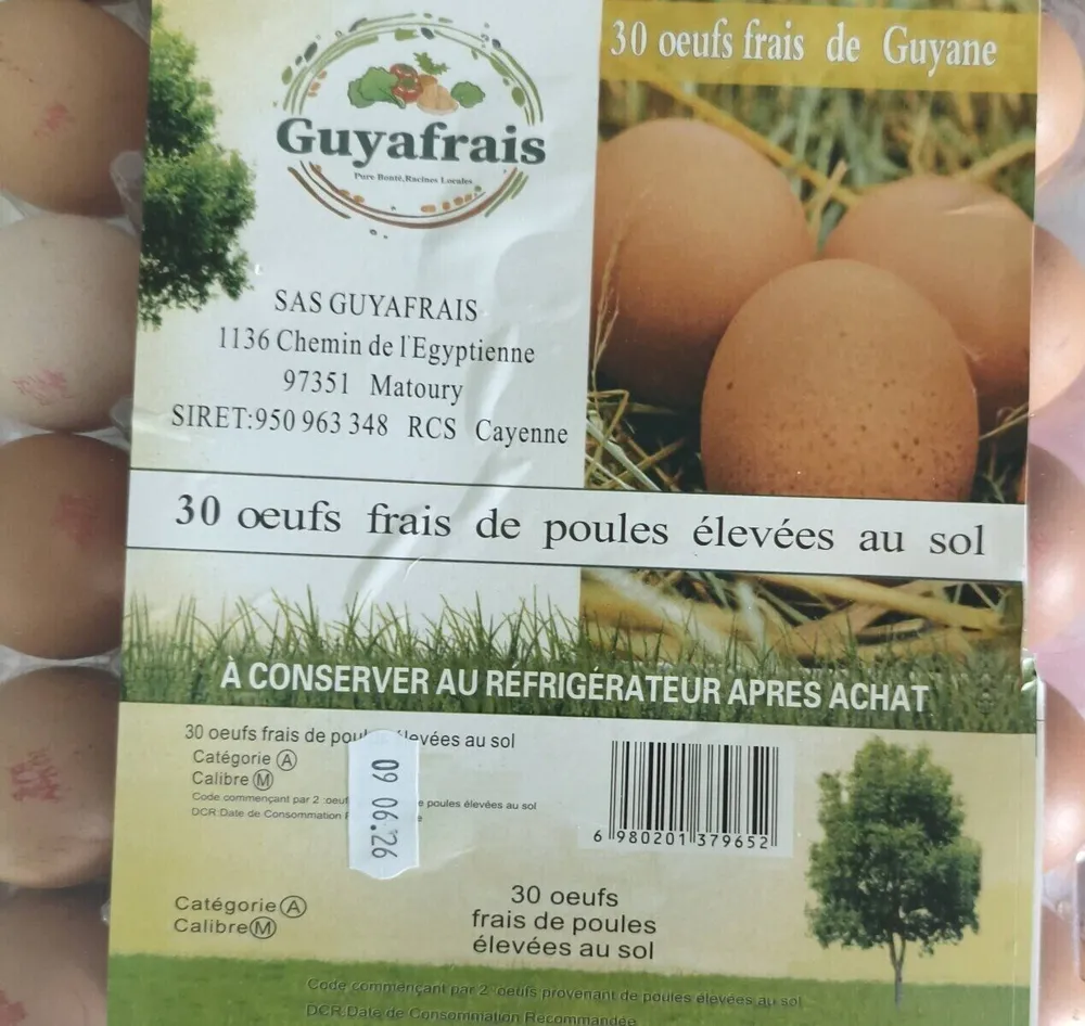 30 oeufs frais de Guyane. Poules élevées au sol