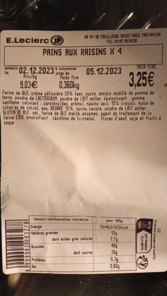 Pains aux raisins ×4