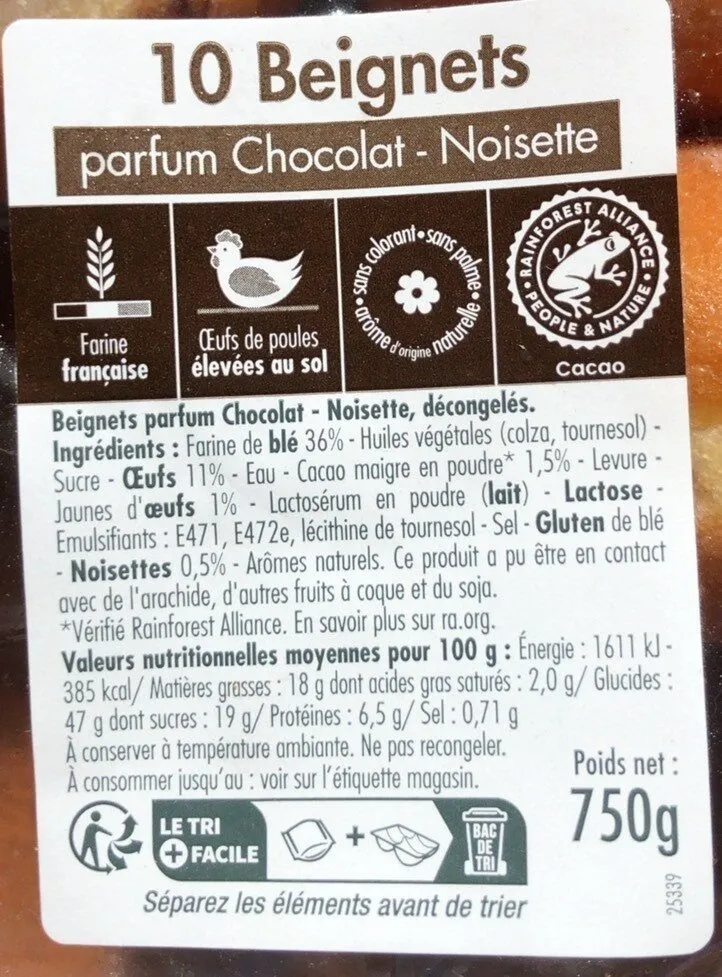 10 beignets parfum chocolat-noisette