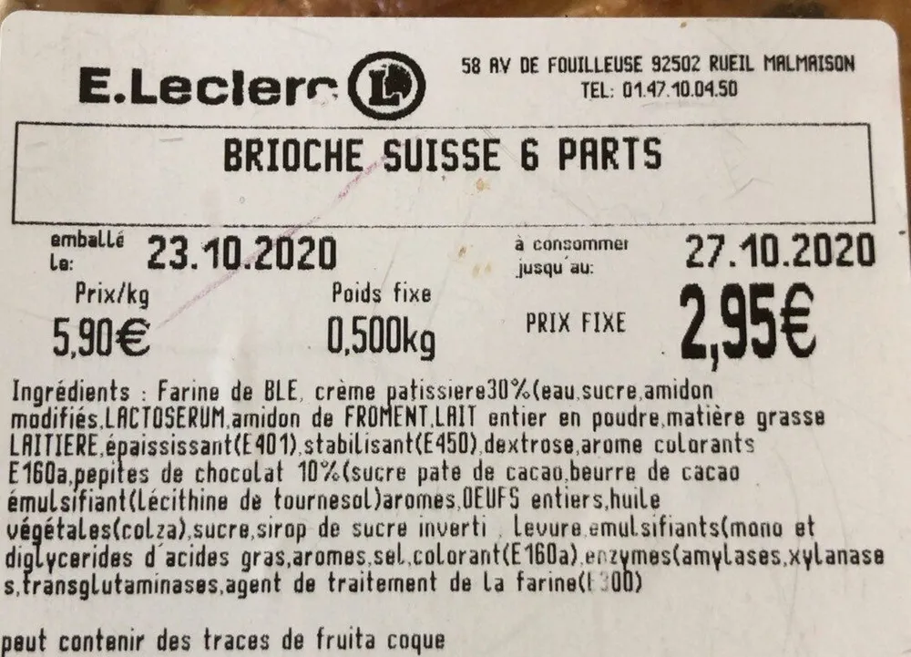 Brioche suisse 6 parts