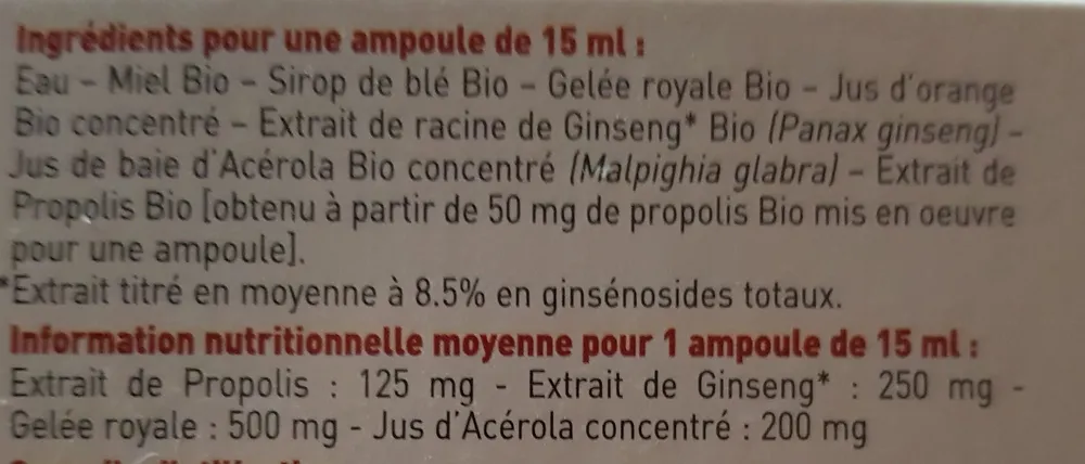 Naturland Panax Ginseng Gelée Royale Acérola Propo