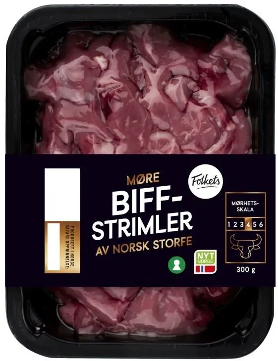 Storfe Biffstrimler 300g Folkets