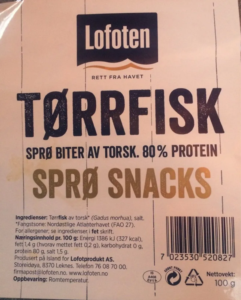 Tørrfisk sprø snacks