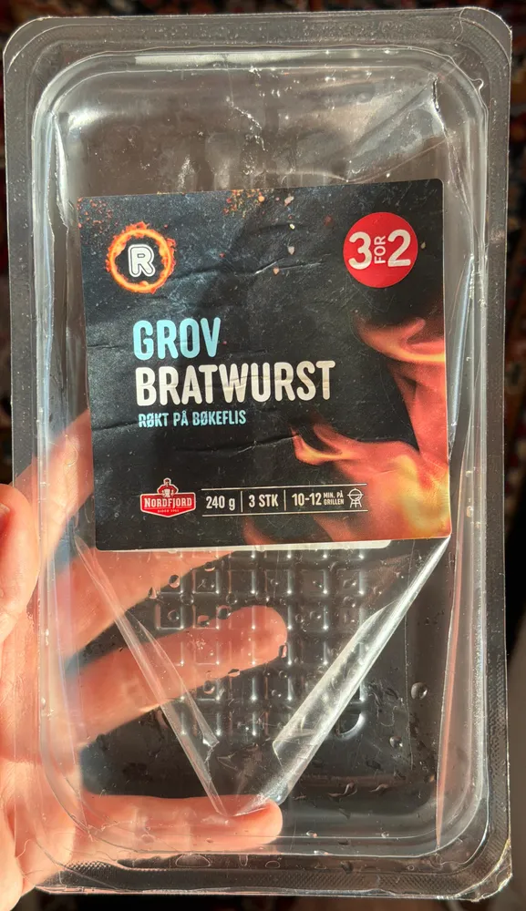Grove bratwurst pølser