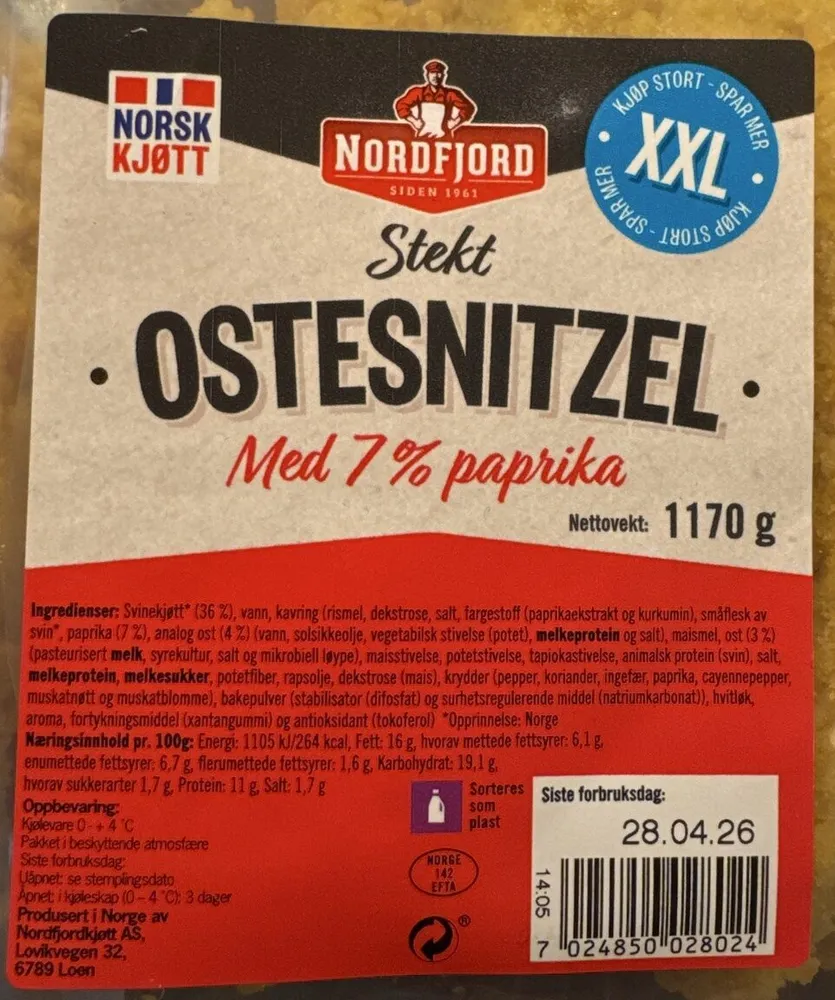 Ostesnitzel med 7% paprika