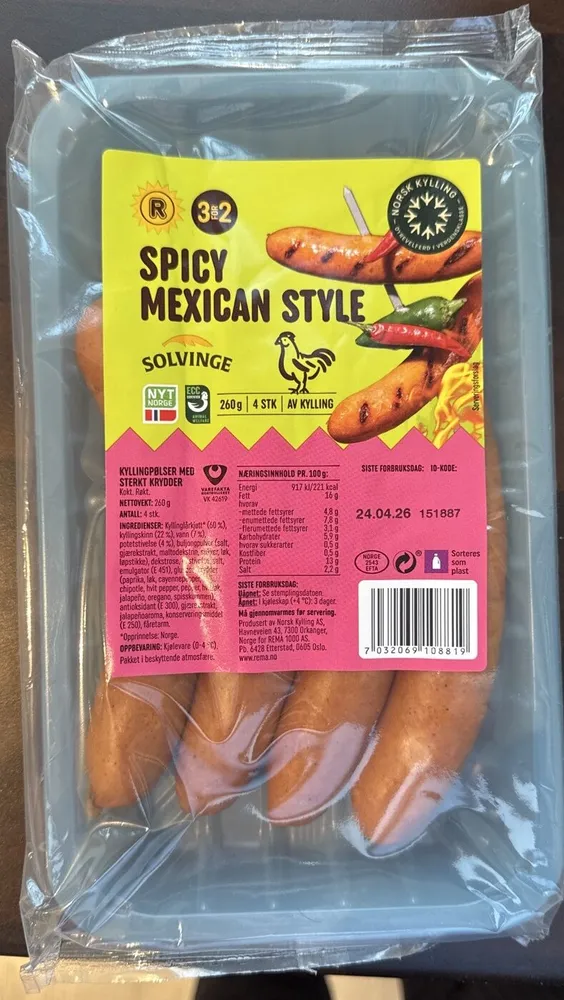 Spicy Mexican Style Kyllingpølser