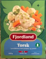 Torsk med purreløksaus, gulrøtter og poteter