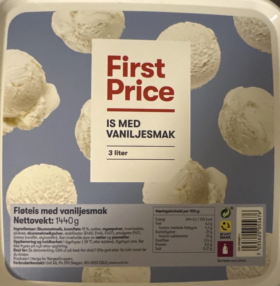 Fløteis med vaniljesmak