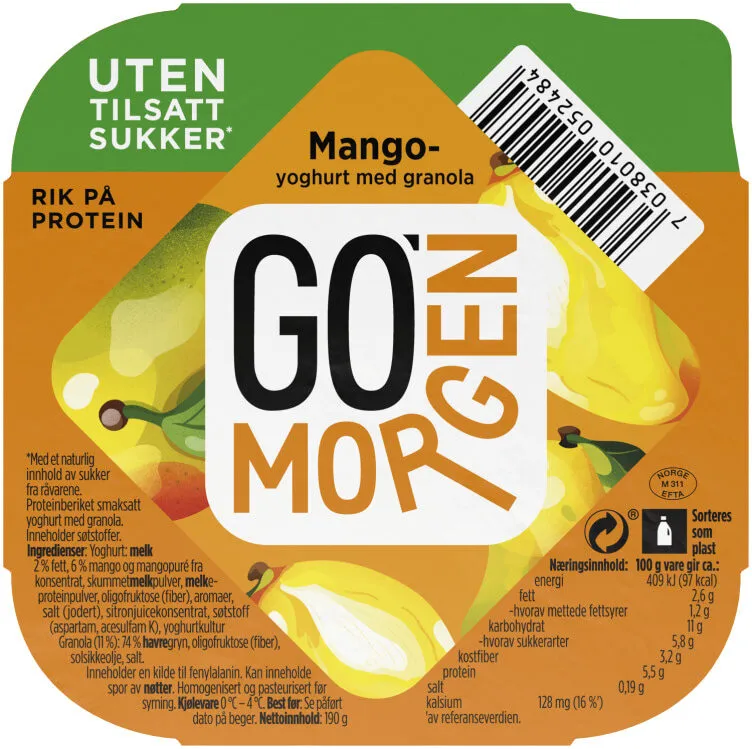 Go'morgen Yoghurt UTEN Mango med müsli