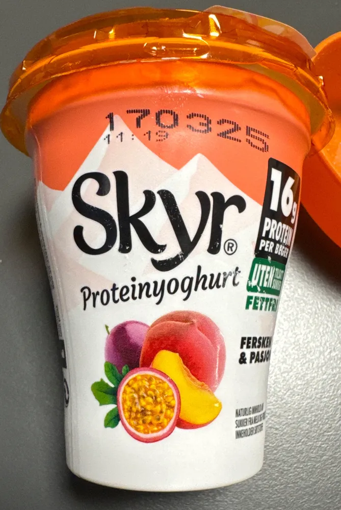 Proteinyoghurt fersken & pasjonsfrukt